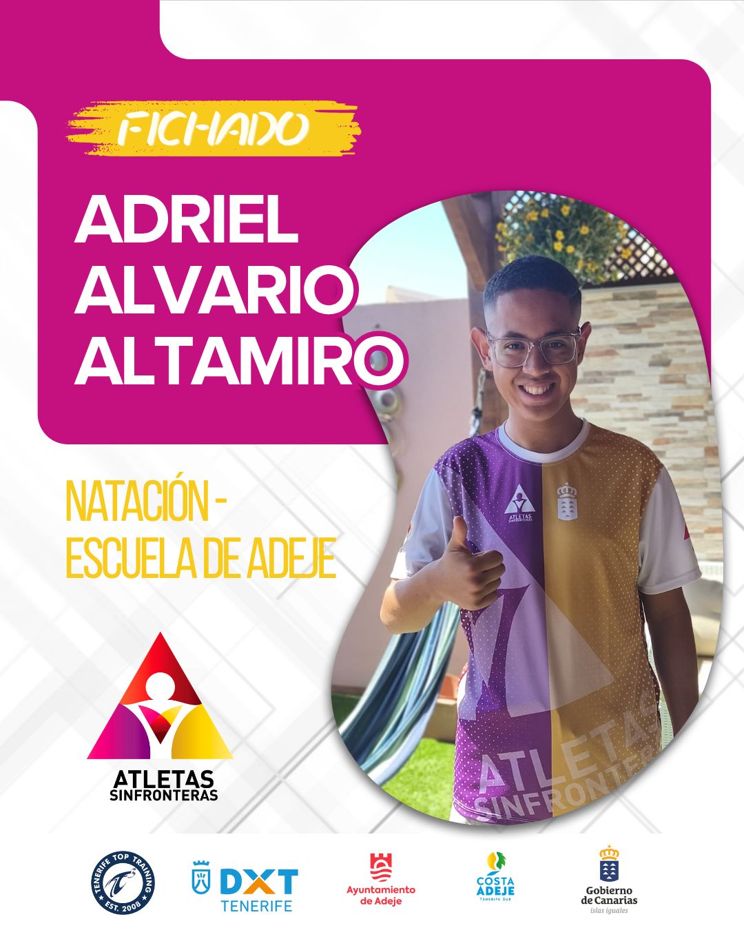 Adriel Alvario Altamiro, deportista de natación de la Escuela de Adeje de Atletas Sin Fronteras.