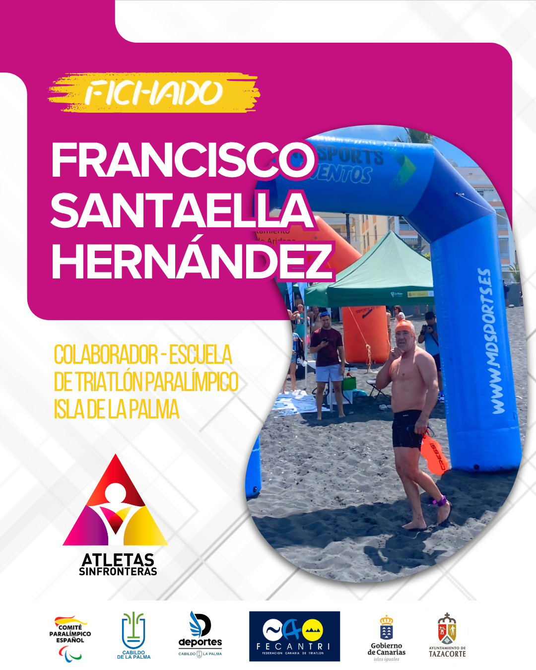 Francisco Santaella Hernández, colaborador de la Escuela de Triatlón Paralímpico Isla de La Palma.