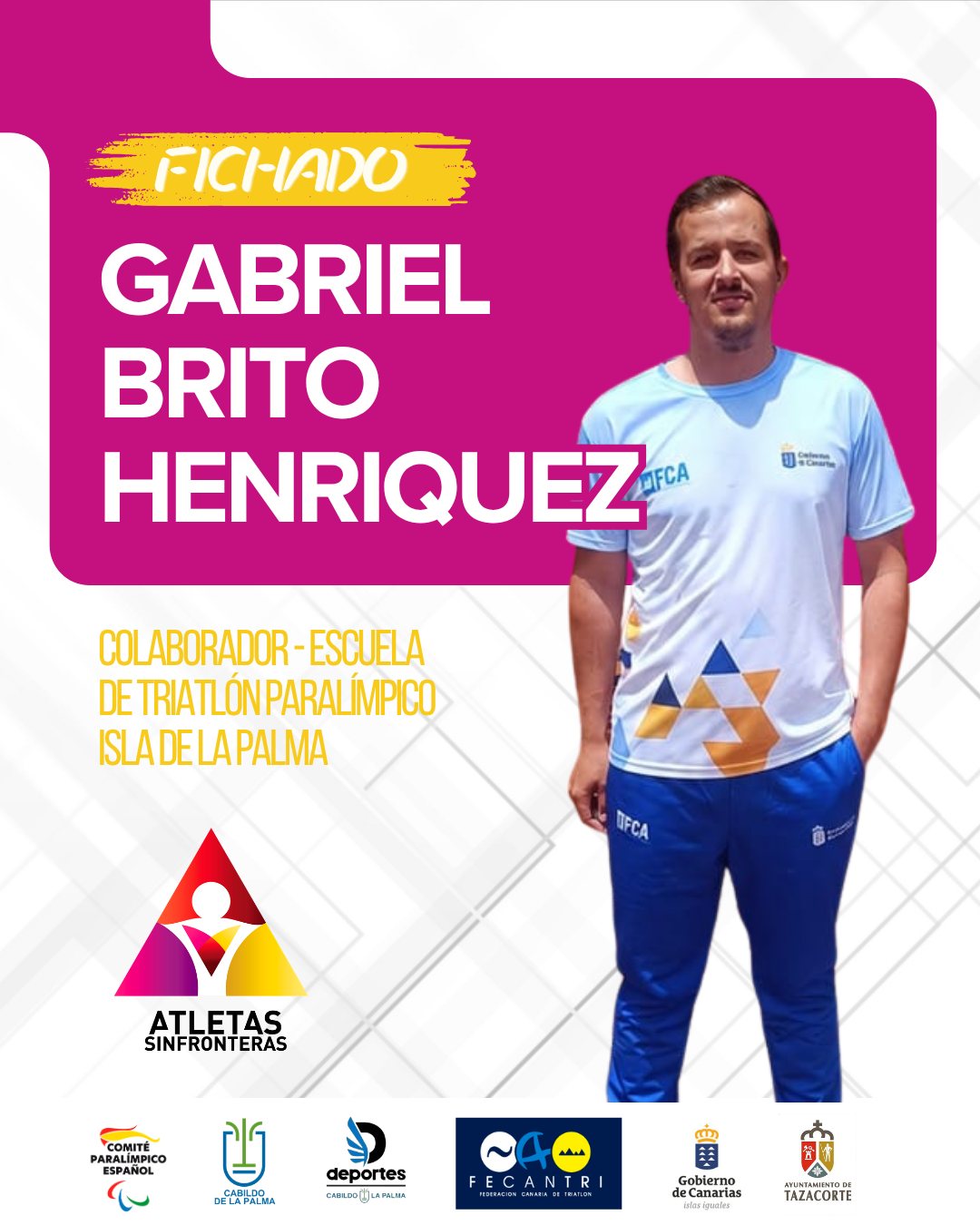 Gabriel Brito Henríquez, colaborador de la Escuela de Triatlón Paralímpico Isla de La Palma.