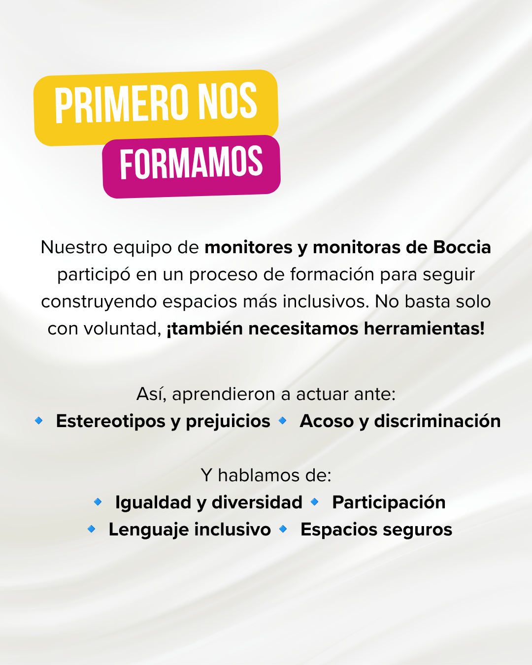 Formación del equipo de Boccia para construir espacios más inclusivos.