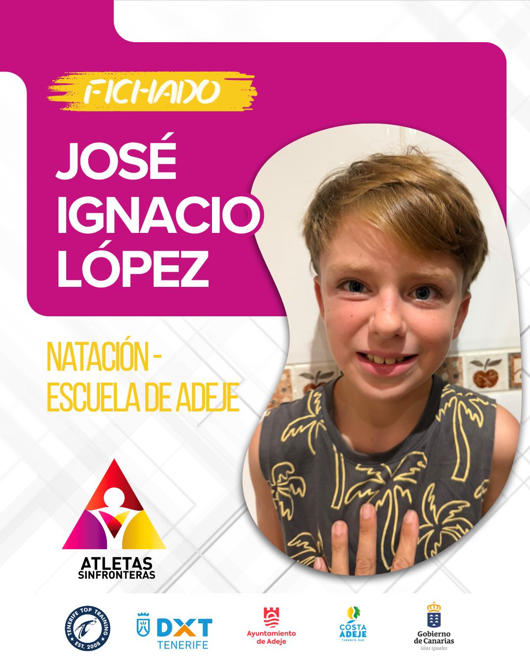José Ignacio López, participante de la Escuela de Natación de Adeje de Atletas Sin Fronteras.