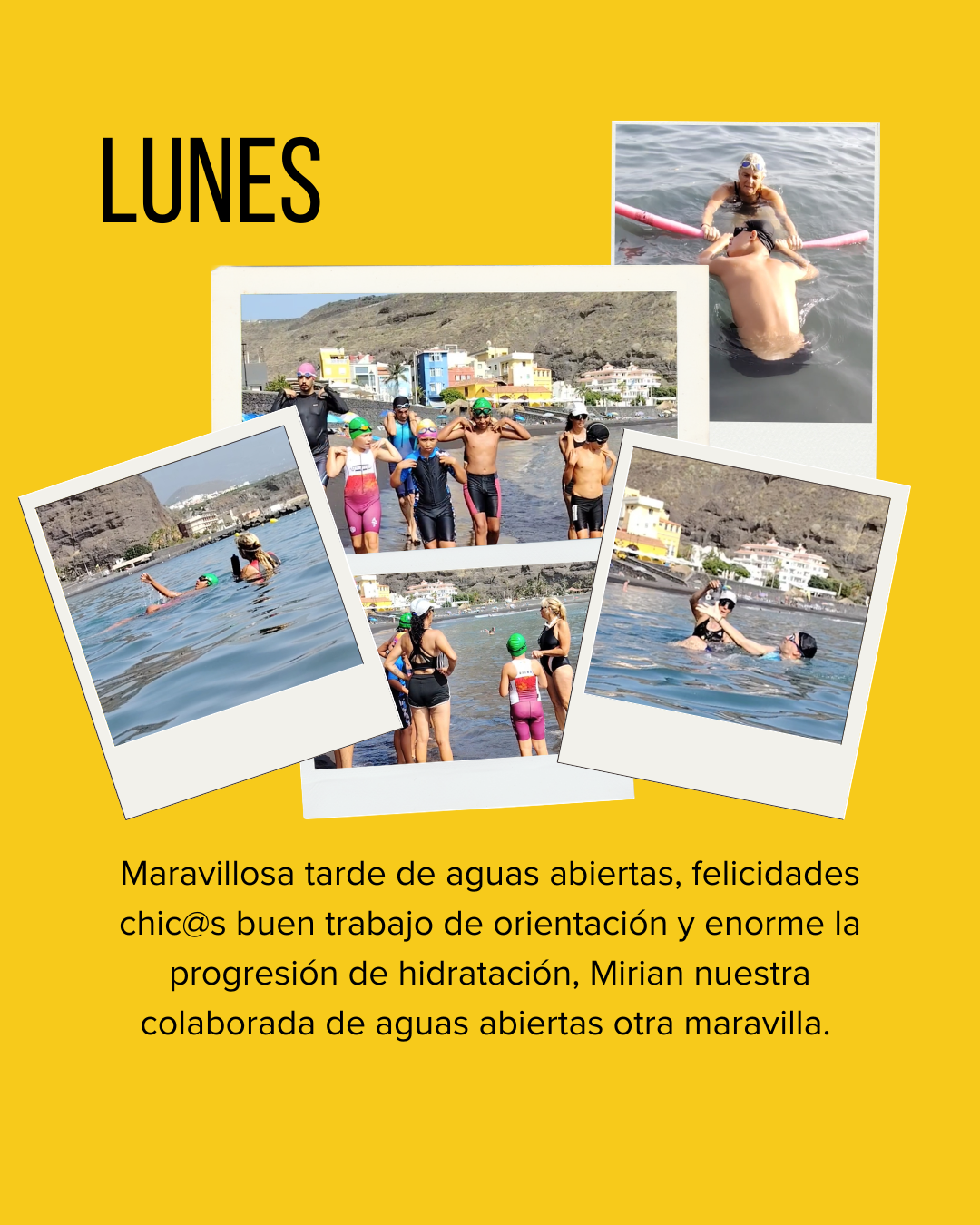 Sesión del lunes de aguas abiertas en la Escuela de Triatlón Paralímpico Isla de La Palma.