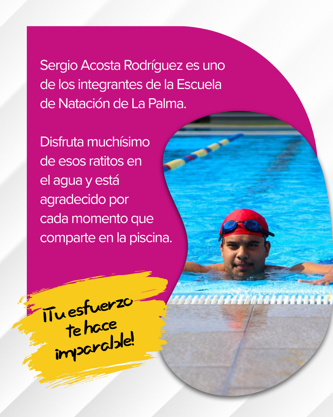 Presentación de Sergio Acosta Rdgz. como integrante de la Escuela de Natación de La Palma.